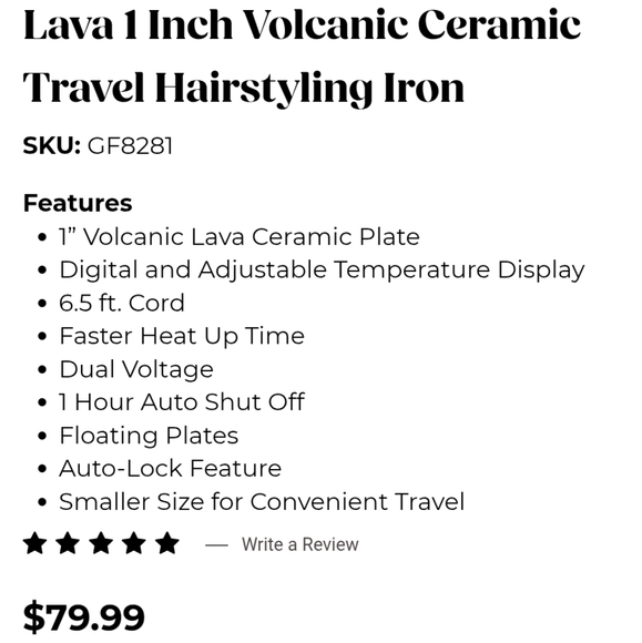 Chi Lava 1 Inch Volcanic Ceramic Travel Hairstyling Iron - Picture 2 of 7